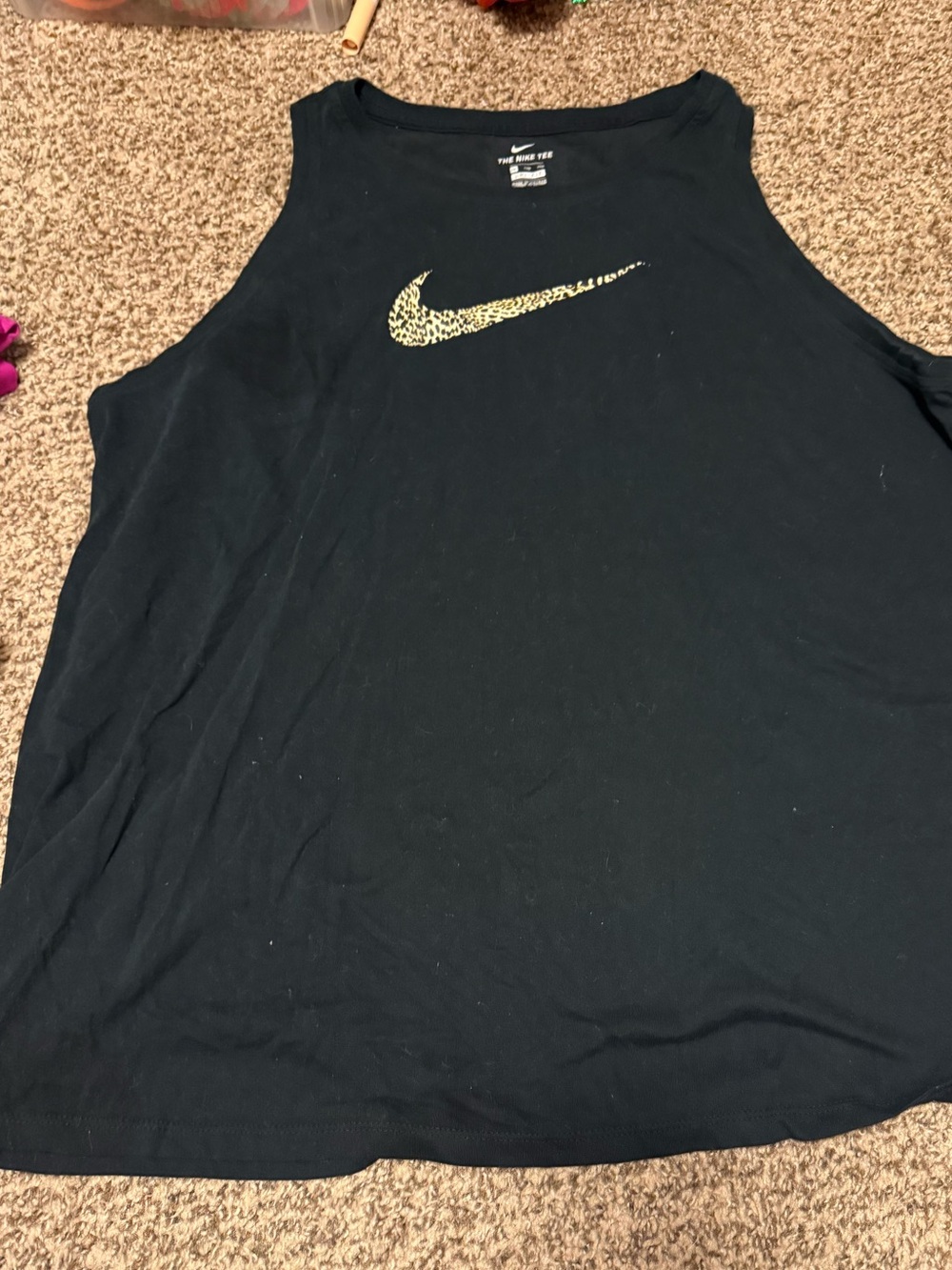 Nike Black Women's Tank with Gold Swoosh